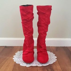 Michael Antonio Red Velvet Spiked Boots Size 8